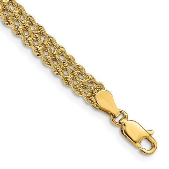 14k 5.5mm Triple Strand Rope Bracelet